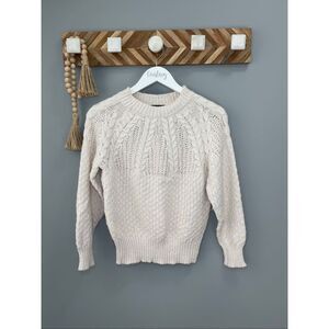 Tahari ivory crewneck cotton blend knit sweater Size X Small